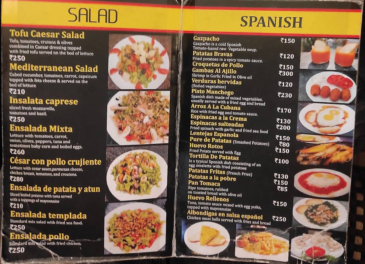 Raj's Spanish Cafe menu