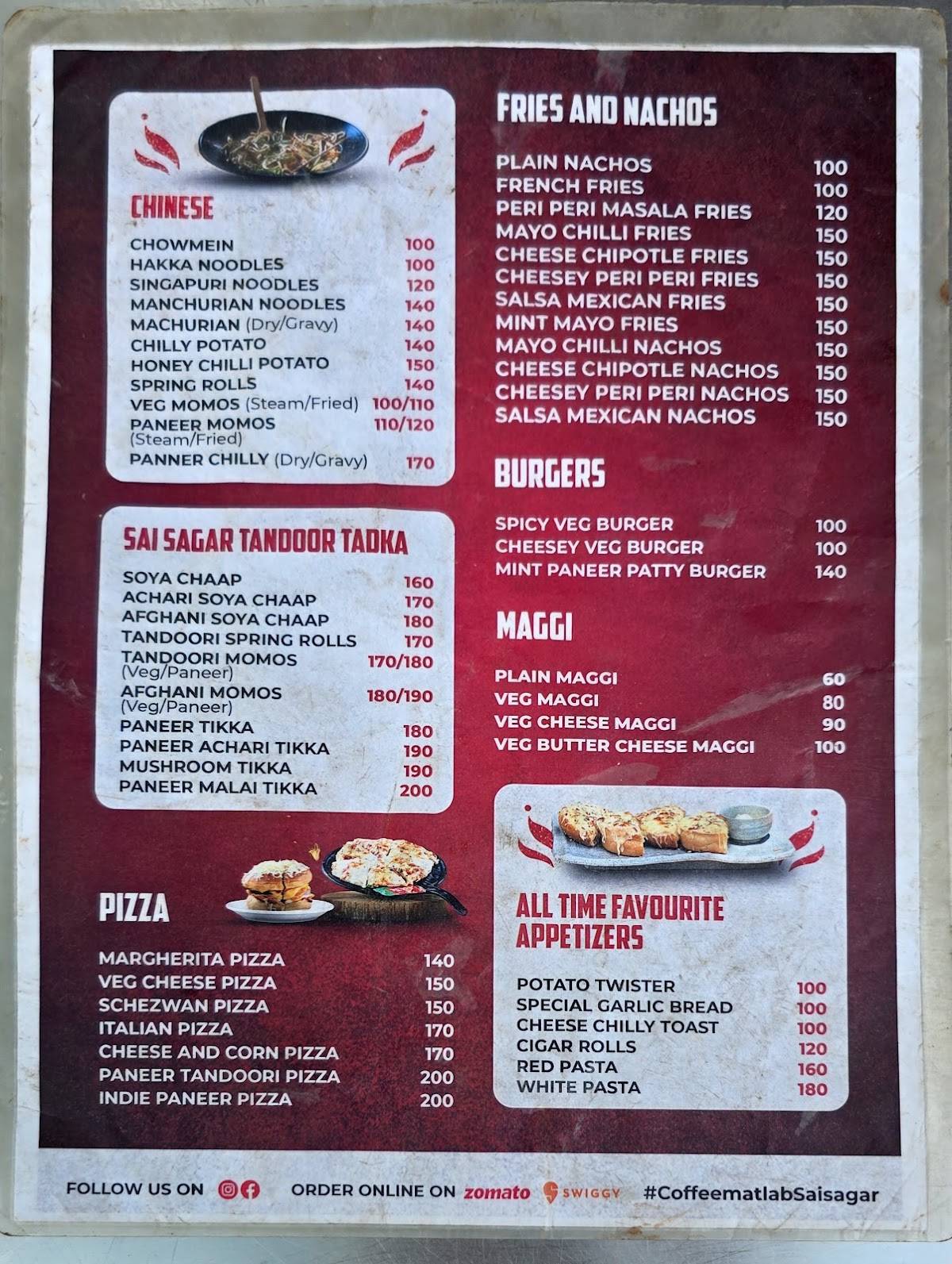 Sai Sagar Coffee & More menu