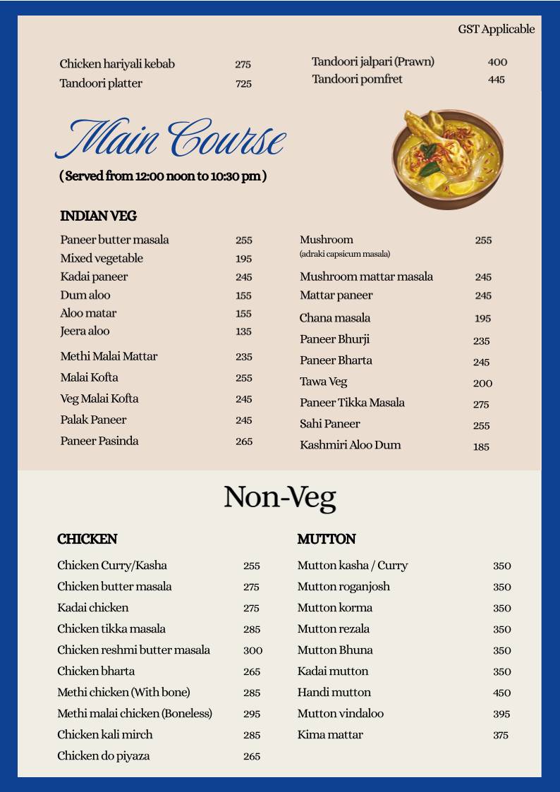 Cafe Stadia menu
