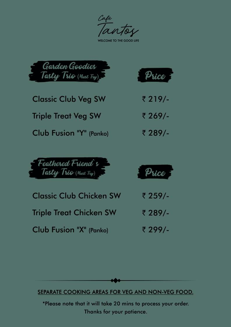 Café Tantos menu