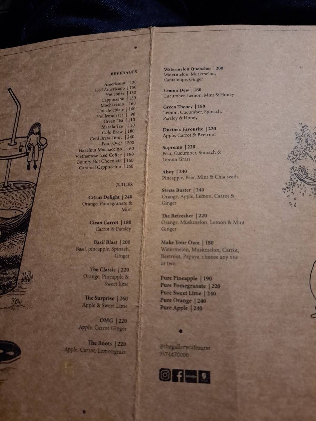 The Gallery Cafe menu