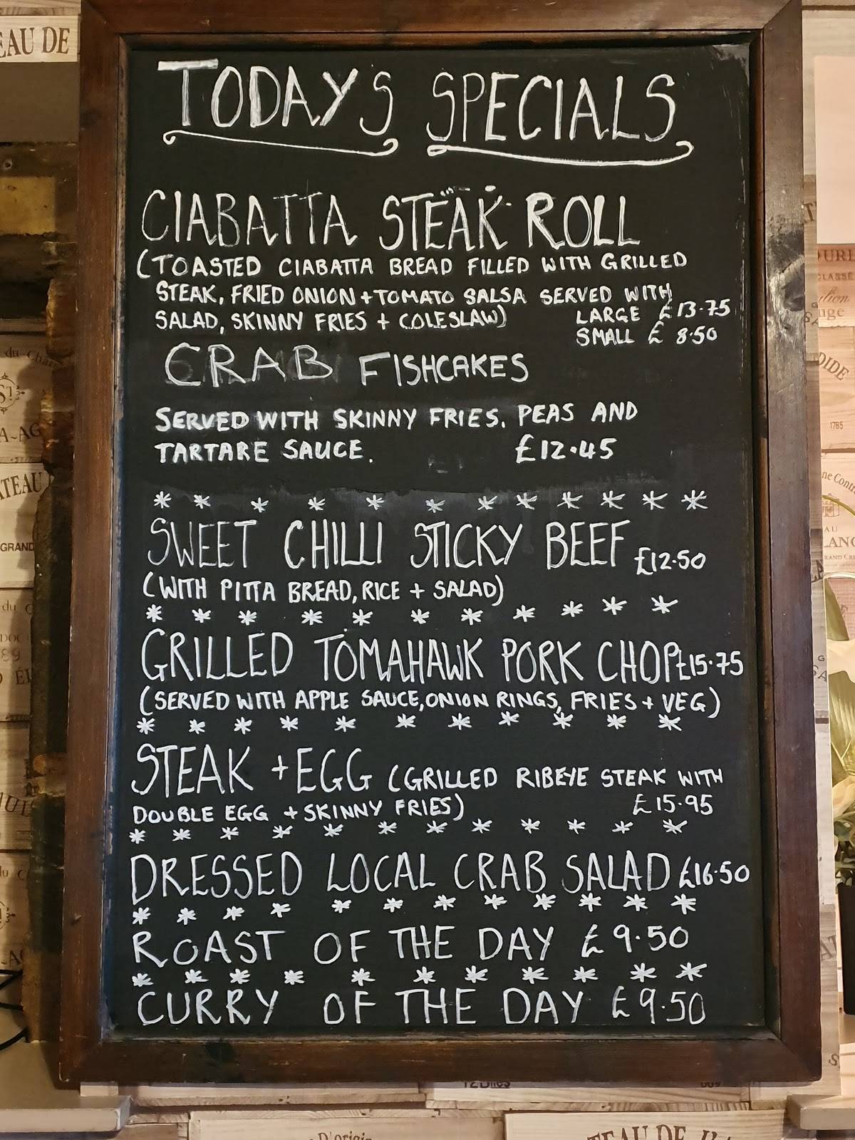 Menu at The Salt Cellar cafe, Lossiemouth