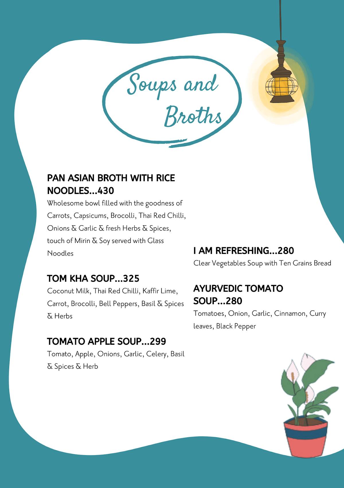 The Yoga House Studio & Cafe menu