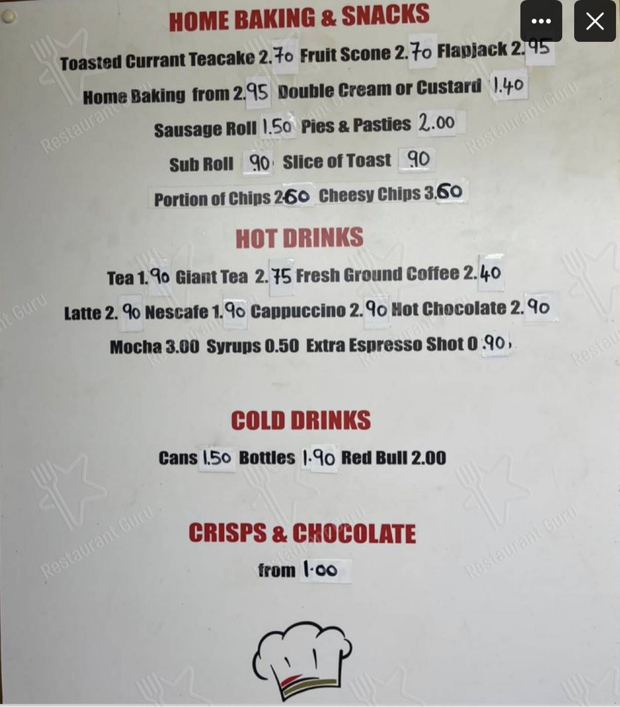 Menu at Tim's Cafe and Take Away at Thorp Arch, Boston Spa
