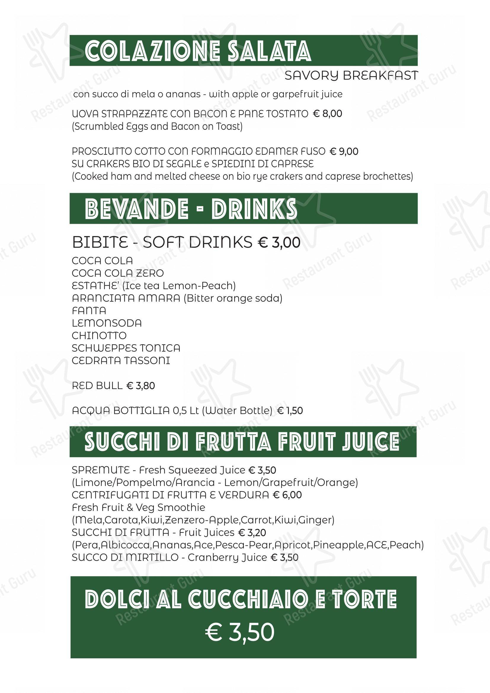 Основное меню per Cafè Vivaldi in Bergamo