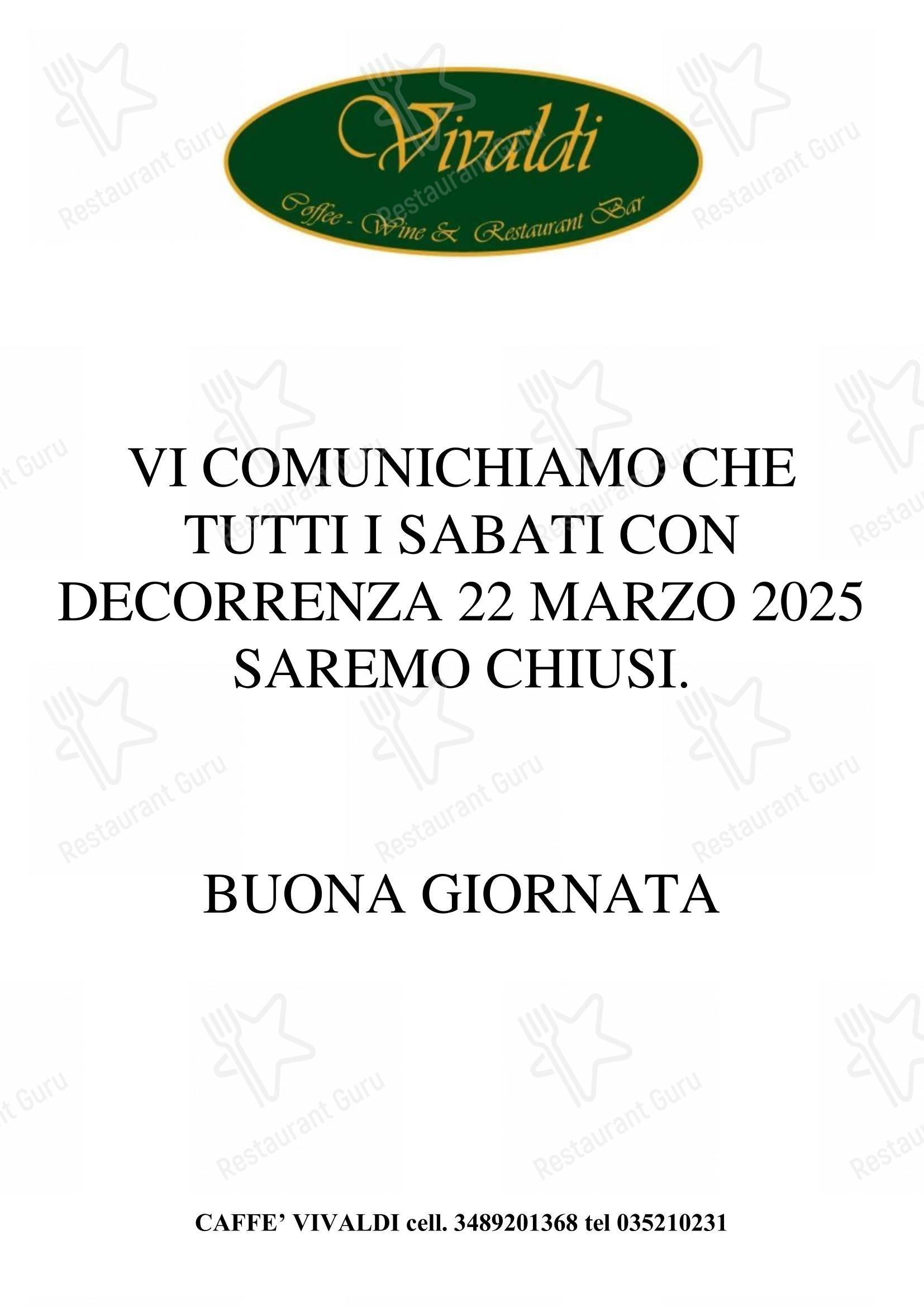 Menu di Cafè Vivaldi - Menu