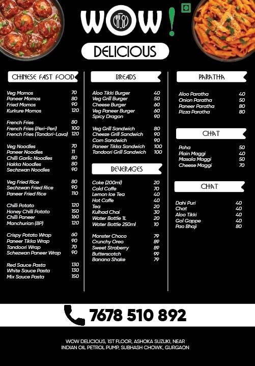 Wow Delicious menu