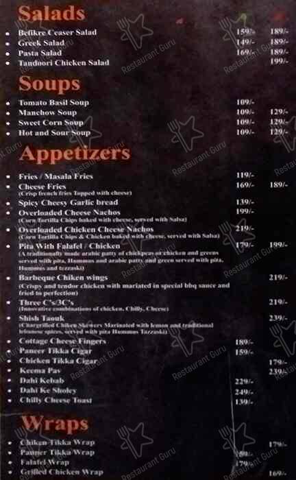 Cafe befikre menu