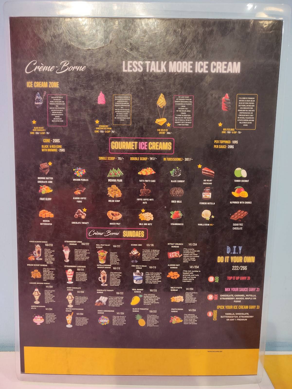 cremeborne Cafe menu
