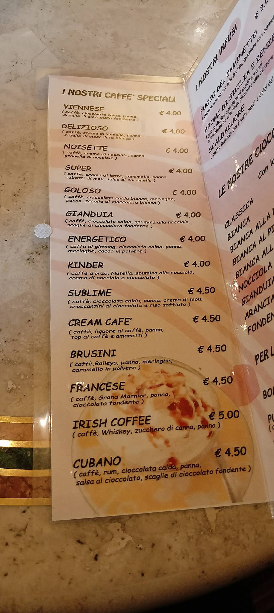Menu di Caffè Brusini 