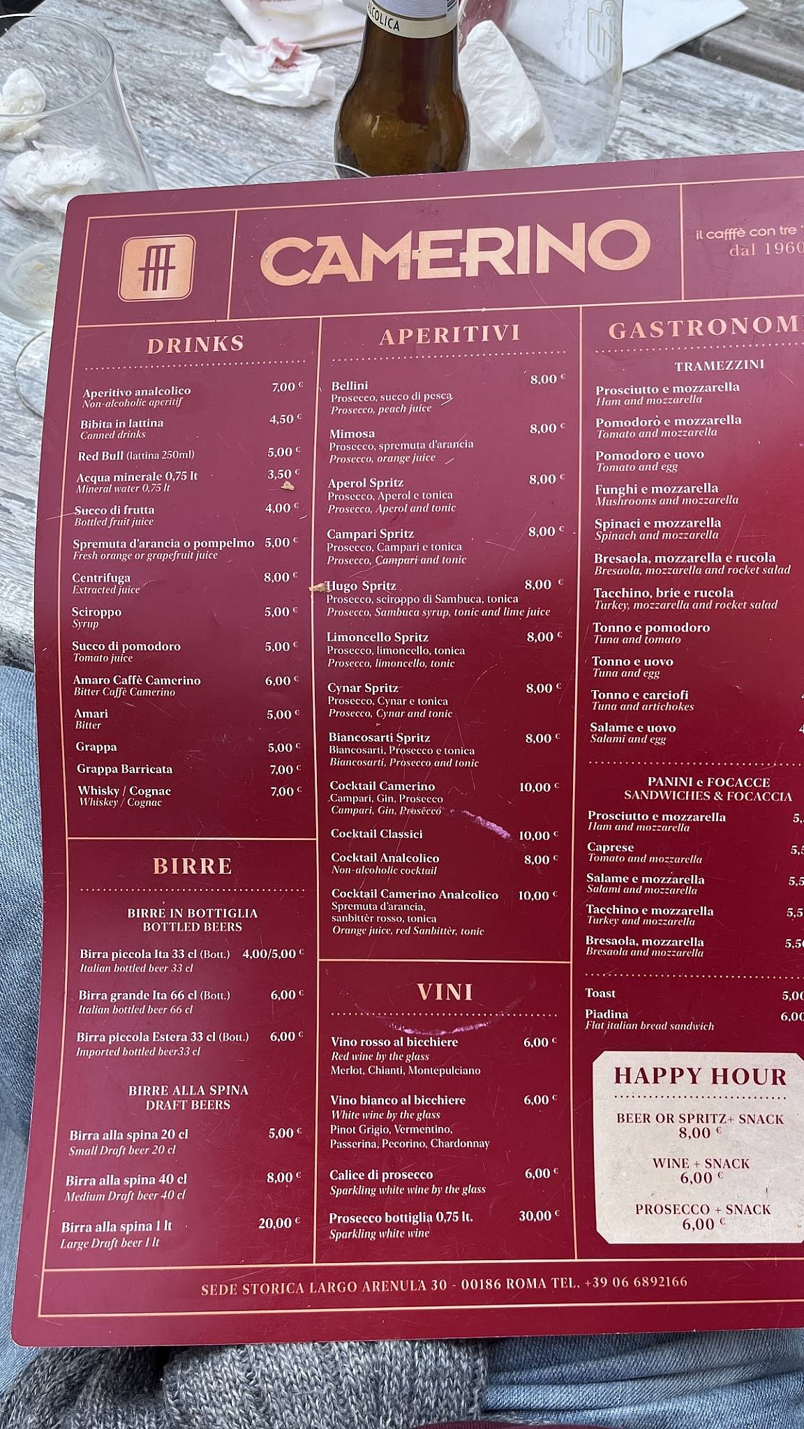 Menu di Cafffè Camerino 