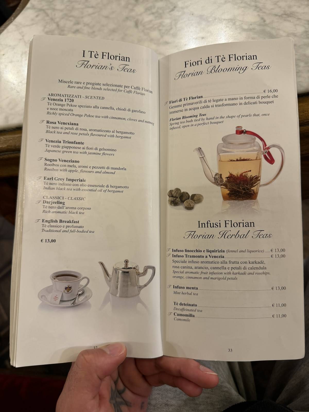 Menu di Caffè Florian 