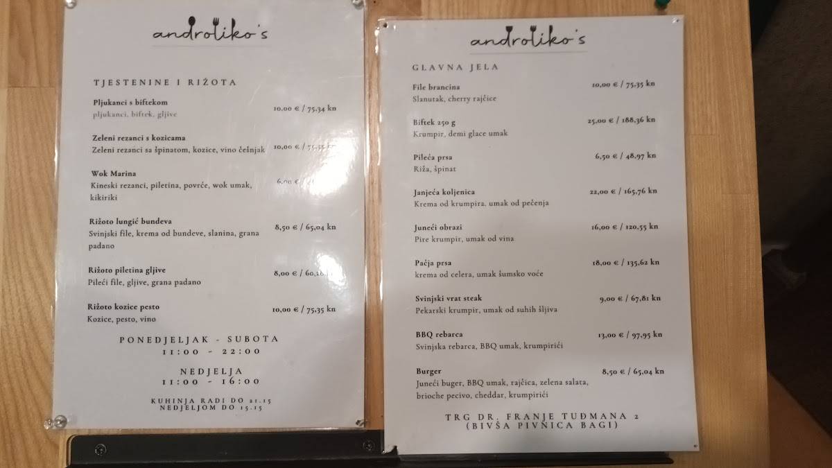 Menu di Caffe "In" Našice 