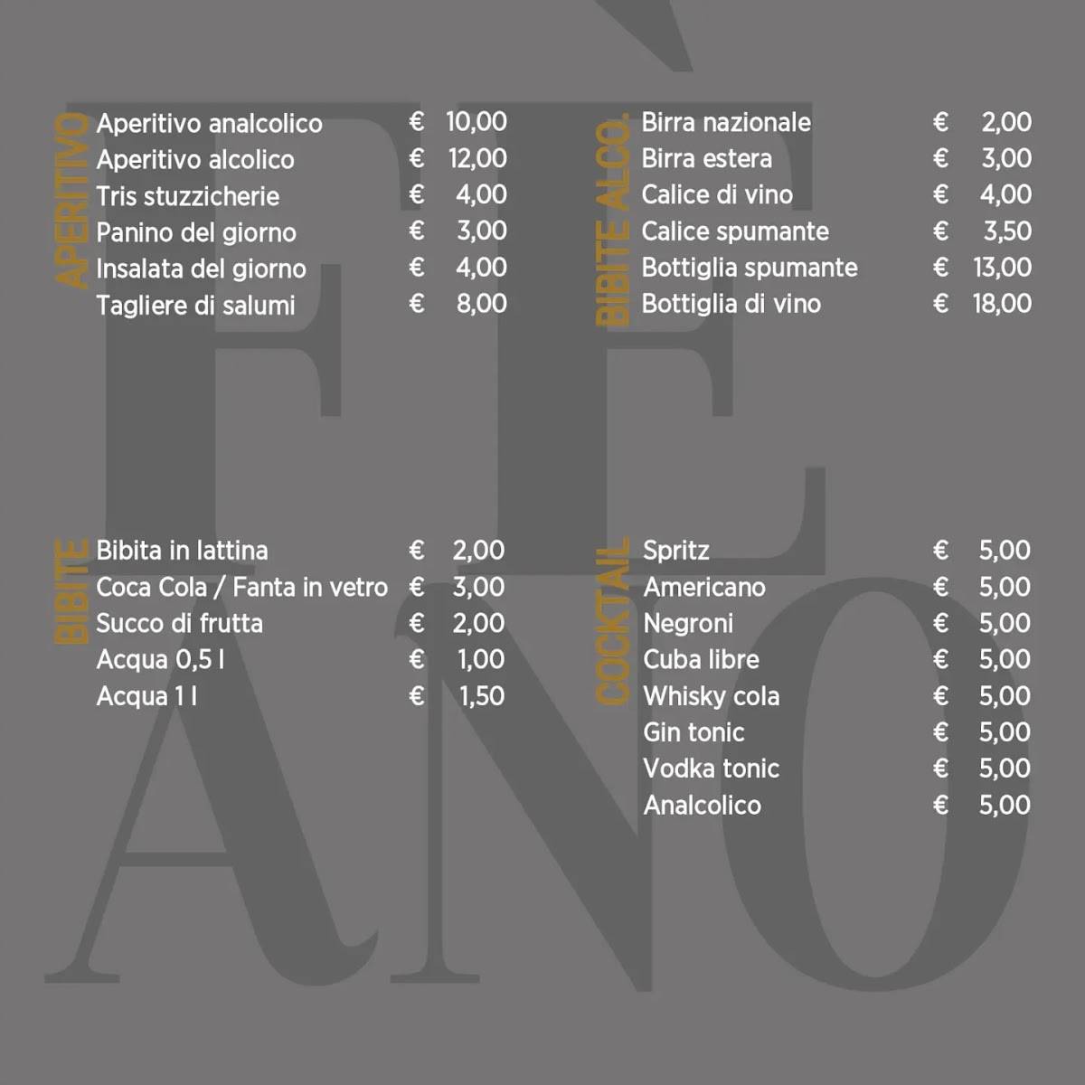 Menu di Caffè Italiano 
