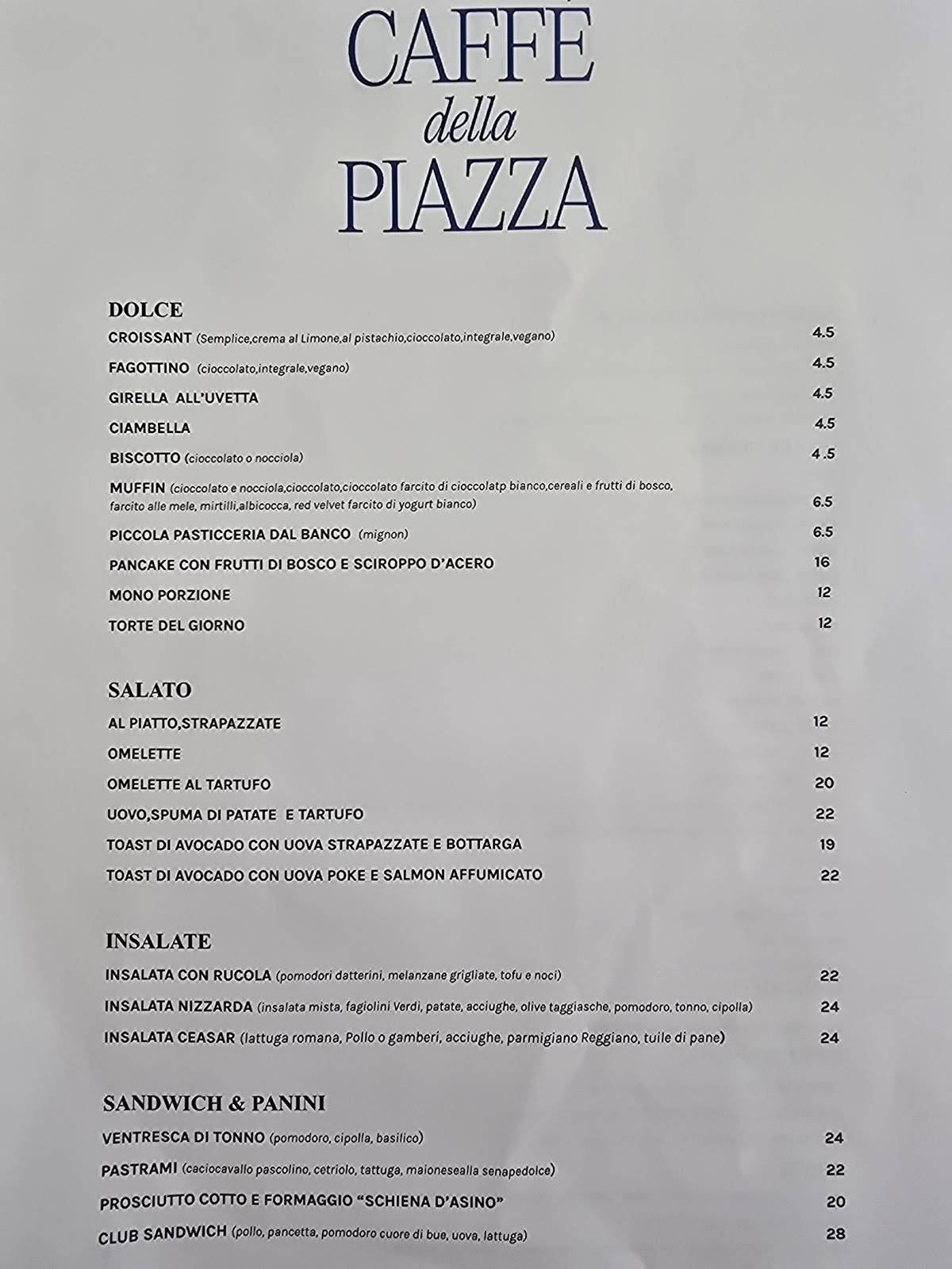 Menu di Caffè della Piazza 