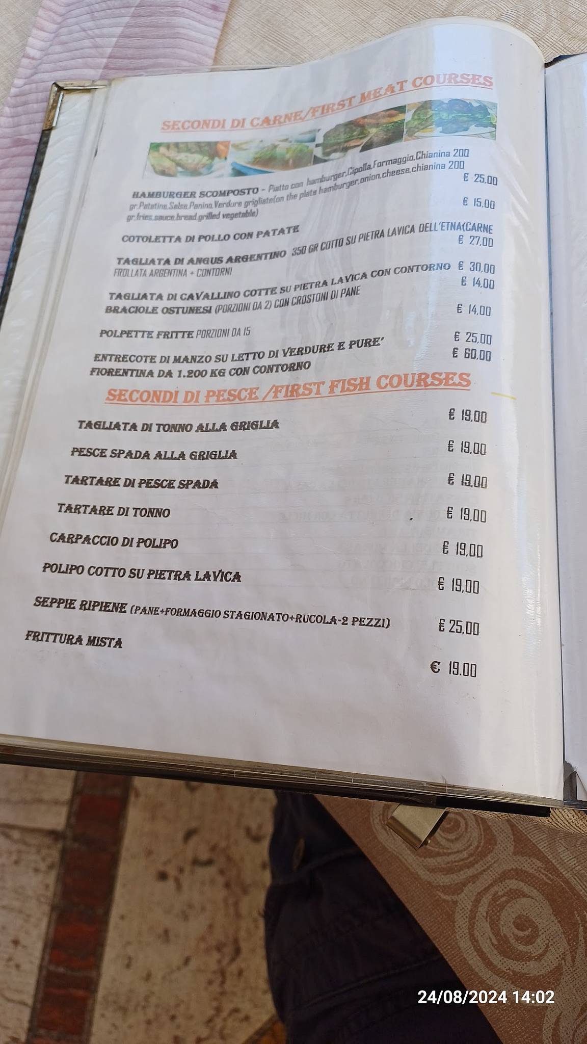 Menu di Caffè Trieste 