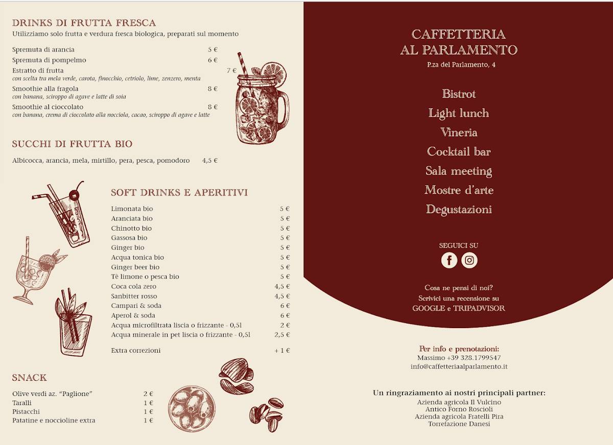 Menu di Caffetteria al Parlamento 