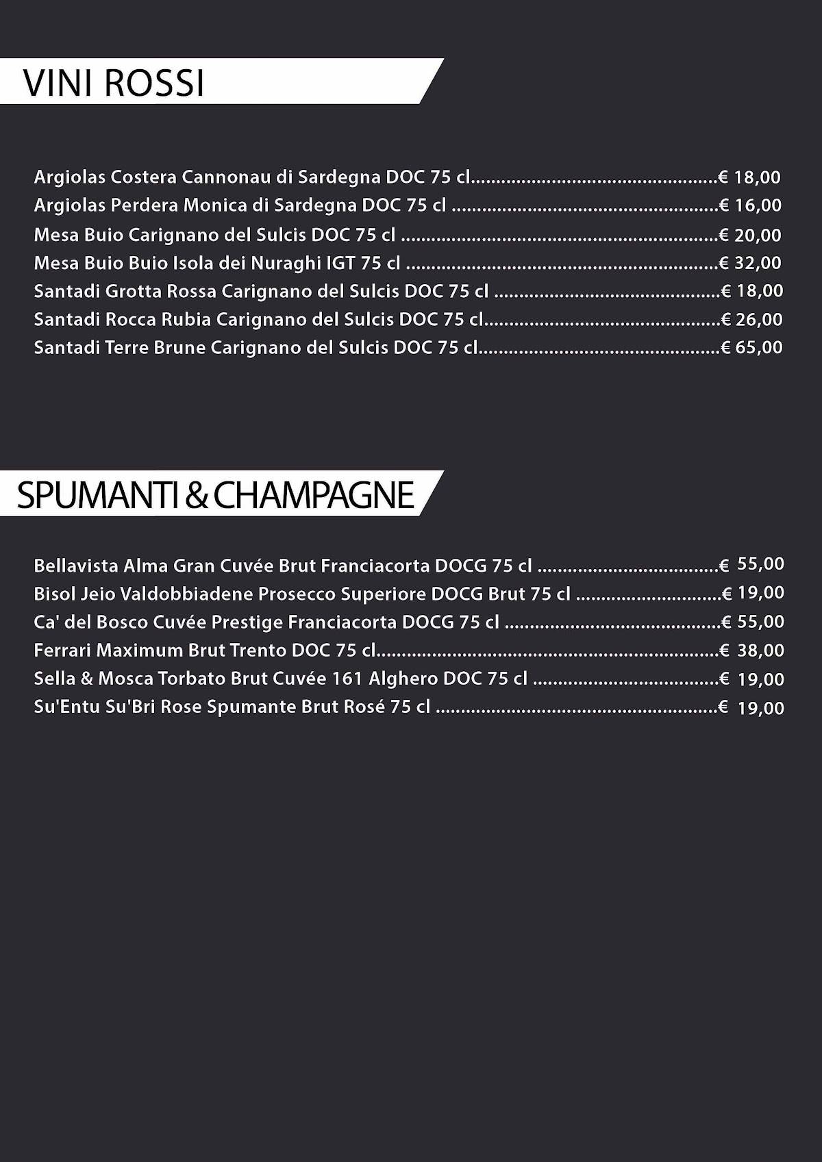 Menu di Flying Fish Cagliari 