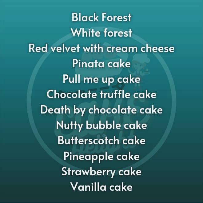 Cake Delight menu