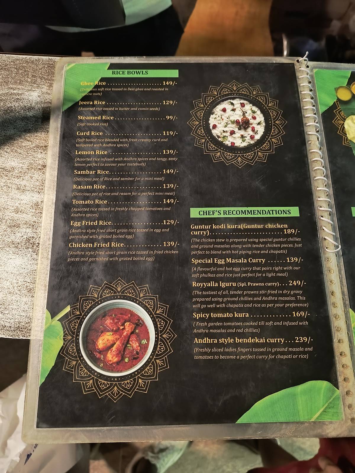 Mana Andhra ruchullu- Authentic Telugu food menu