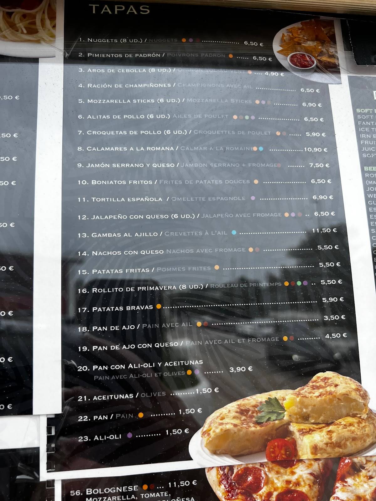 Menu at Steak House Pizzeria Venecia, Cales de Mallorca