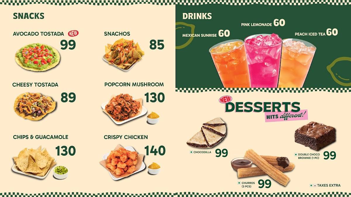 California Burrito Mexican Kitchen @ RMZ Infinity menu