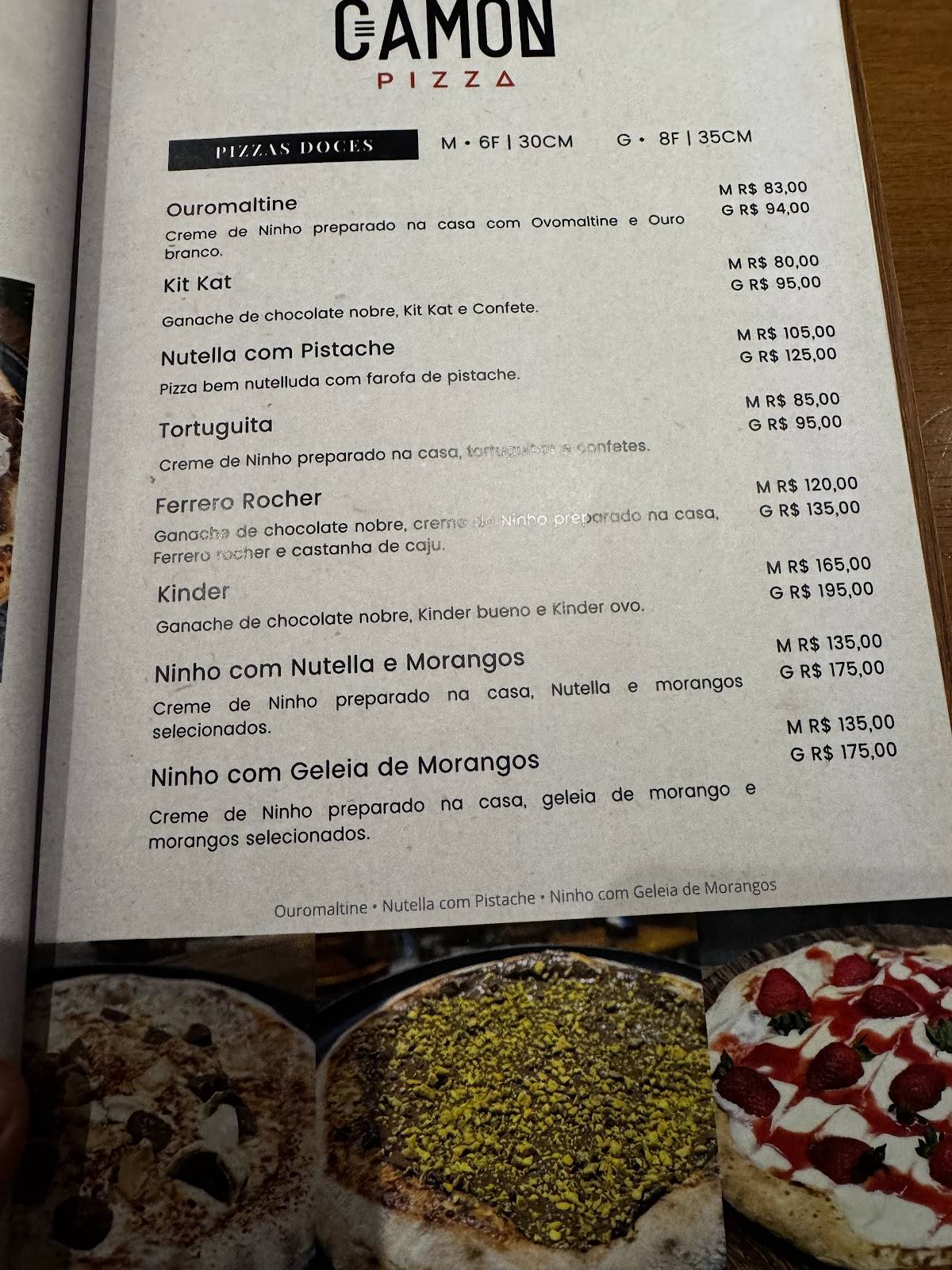 Camon Pizza cardápio