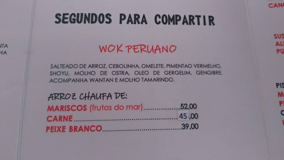 Casa Peruana Restaurante Cevicheria cardápio