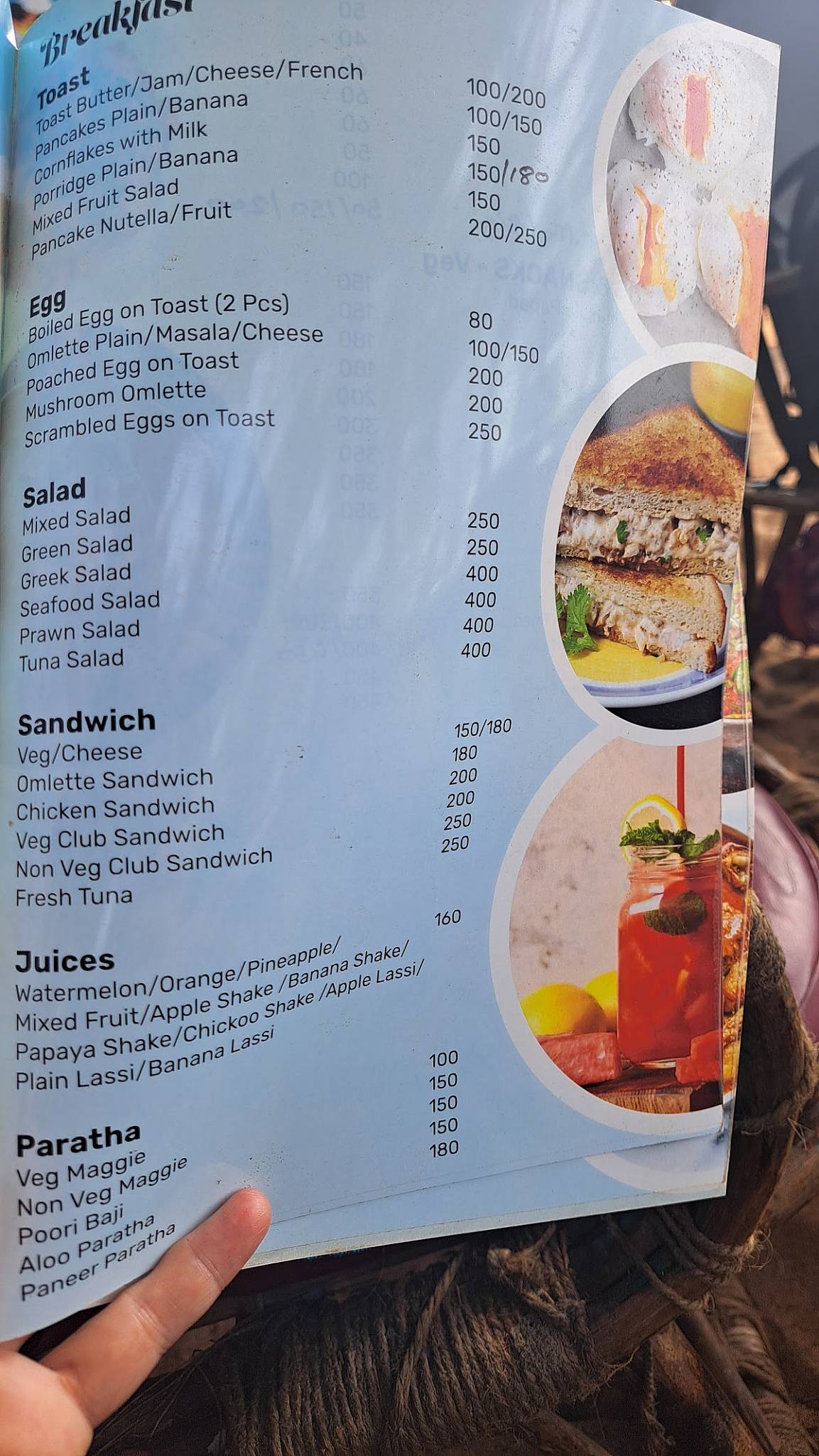 Surya Beach Cafe Galgibagh menu
