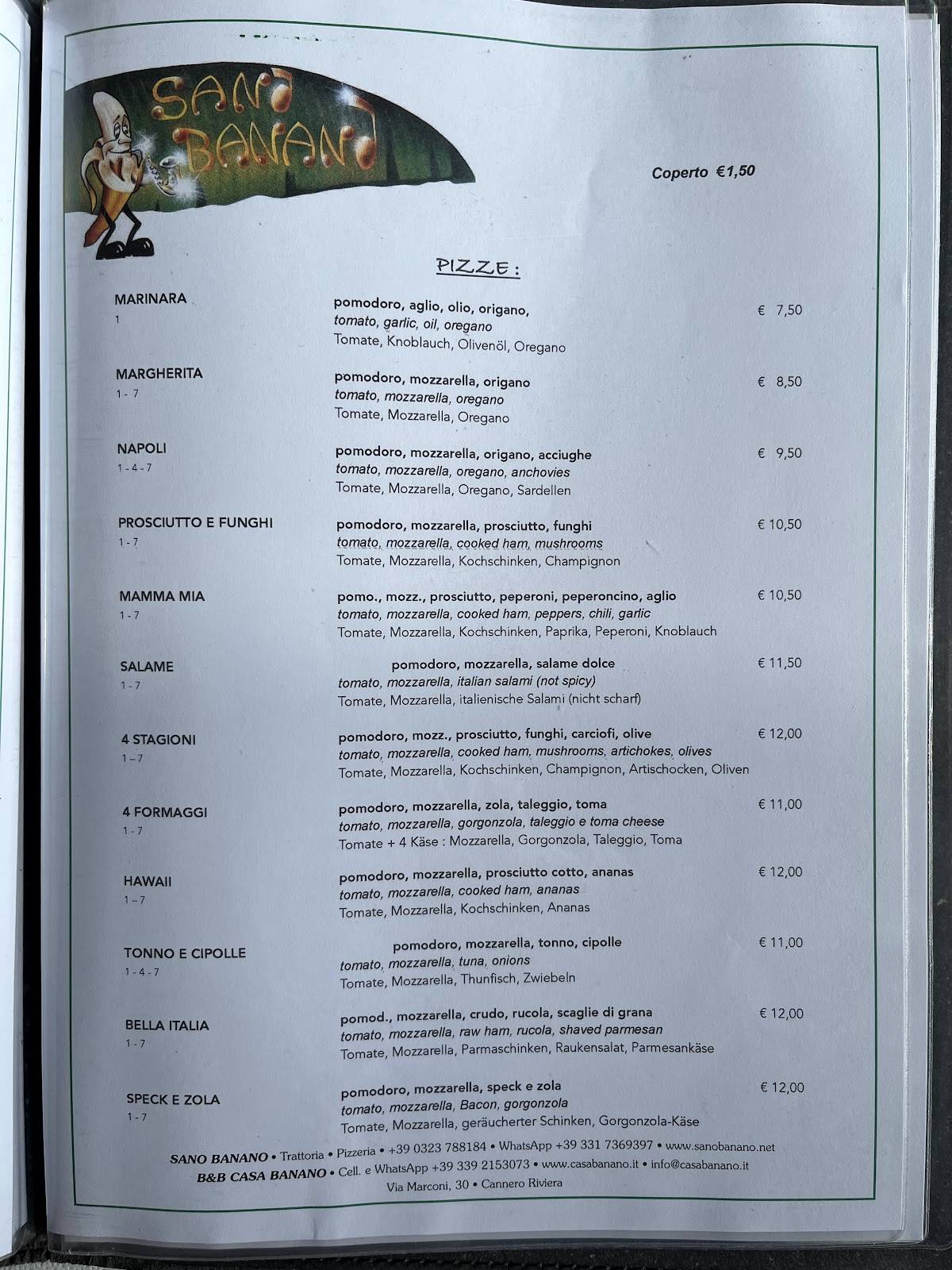 Menu di Sano Banano 