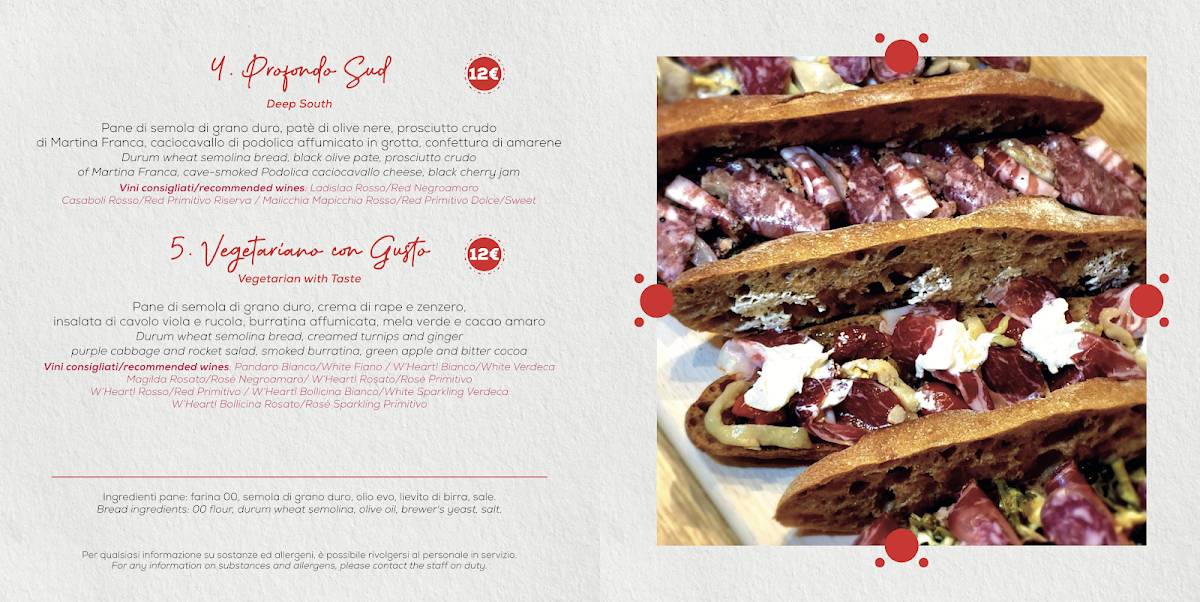 Menu di Cantine Barsento Vini e Bocconi di Puglia 