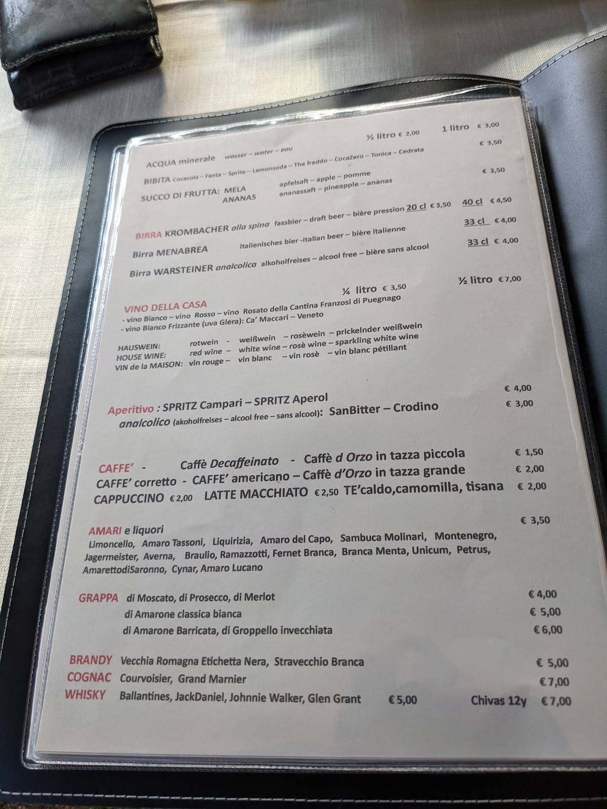 Menu di Cantinone 