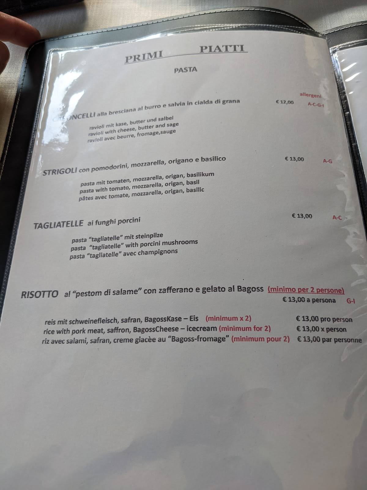 Menu di Cantinone 