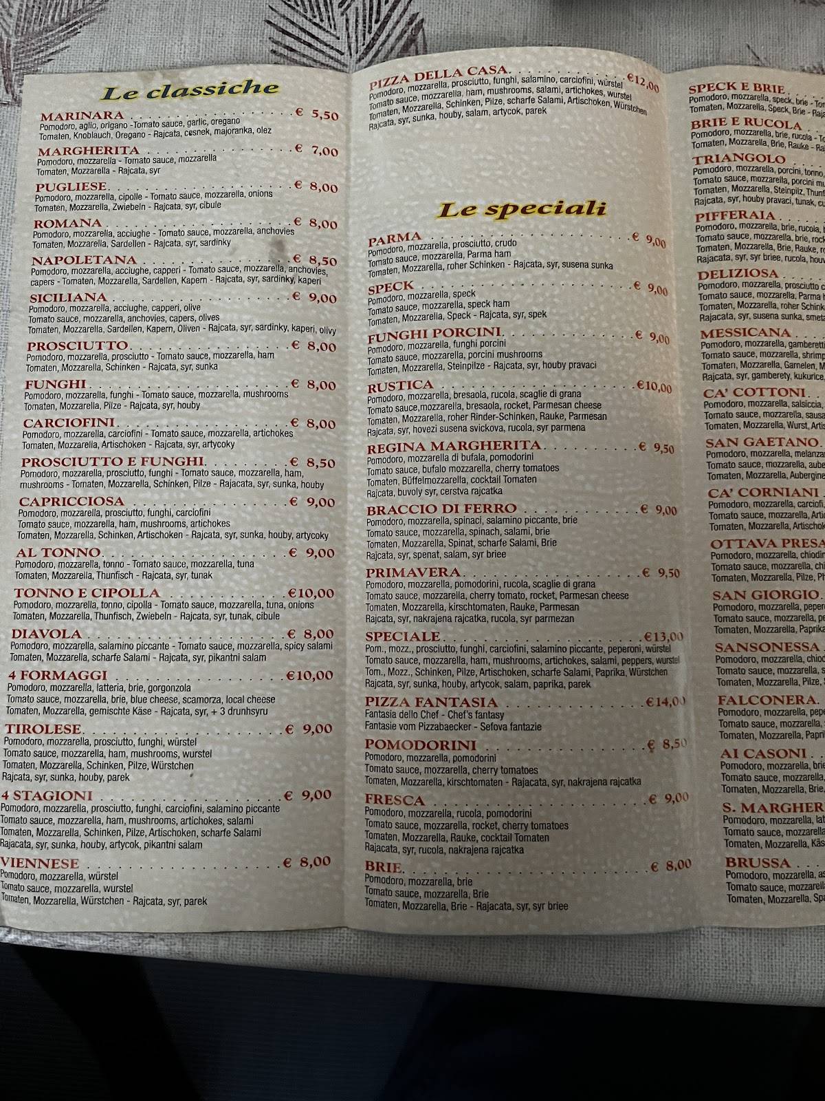 Menu di Pizza Express 