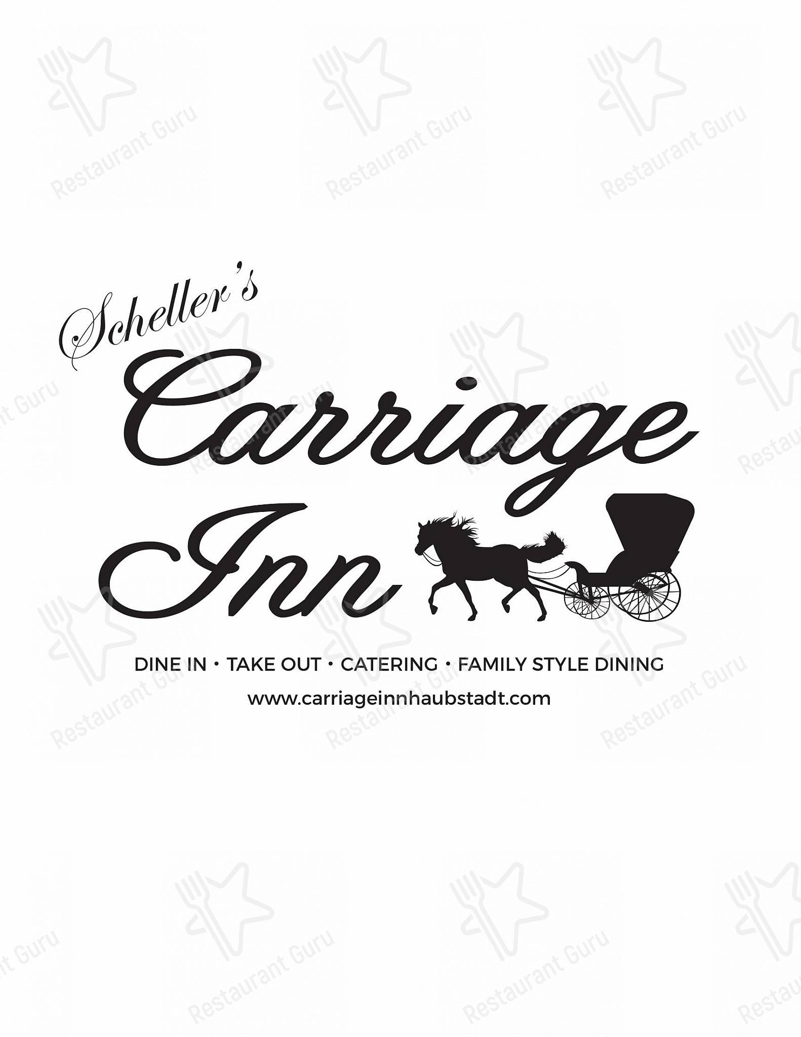 Menu at Carriage Inn restaurant, Haubstadt