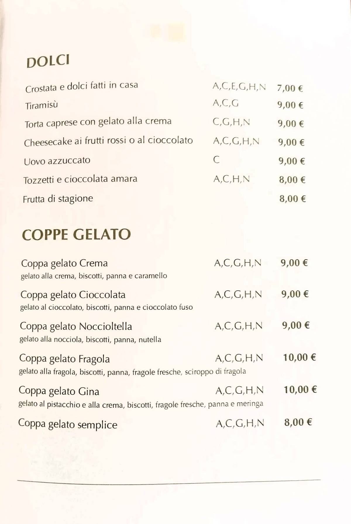 Menu di Ristorante Gina 