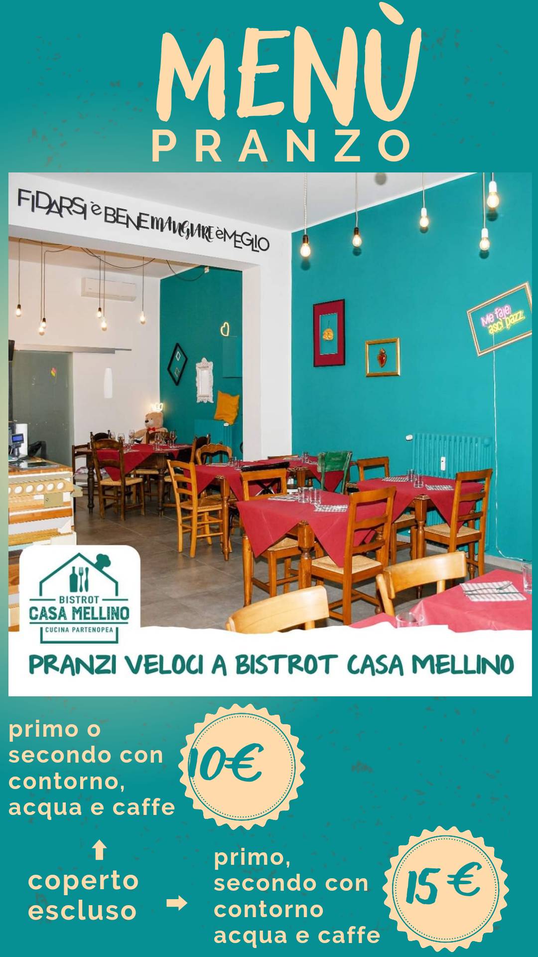 Menu di Casa Mellino bistrot 