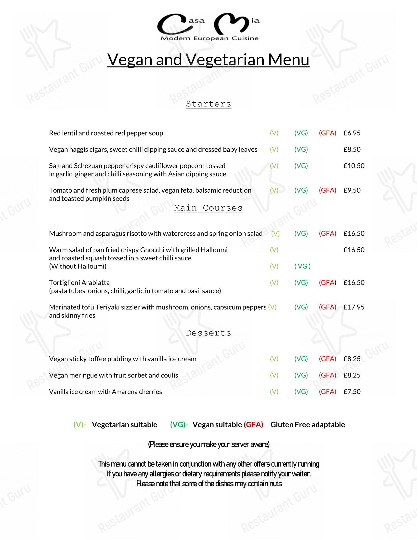 Casa mia dumfries christmas menu