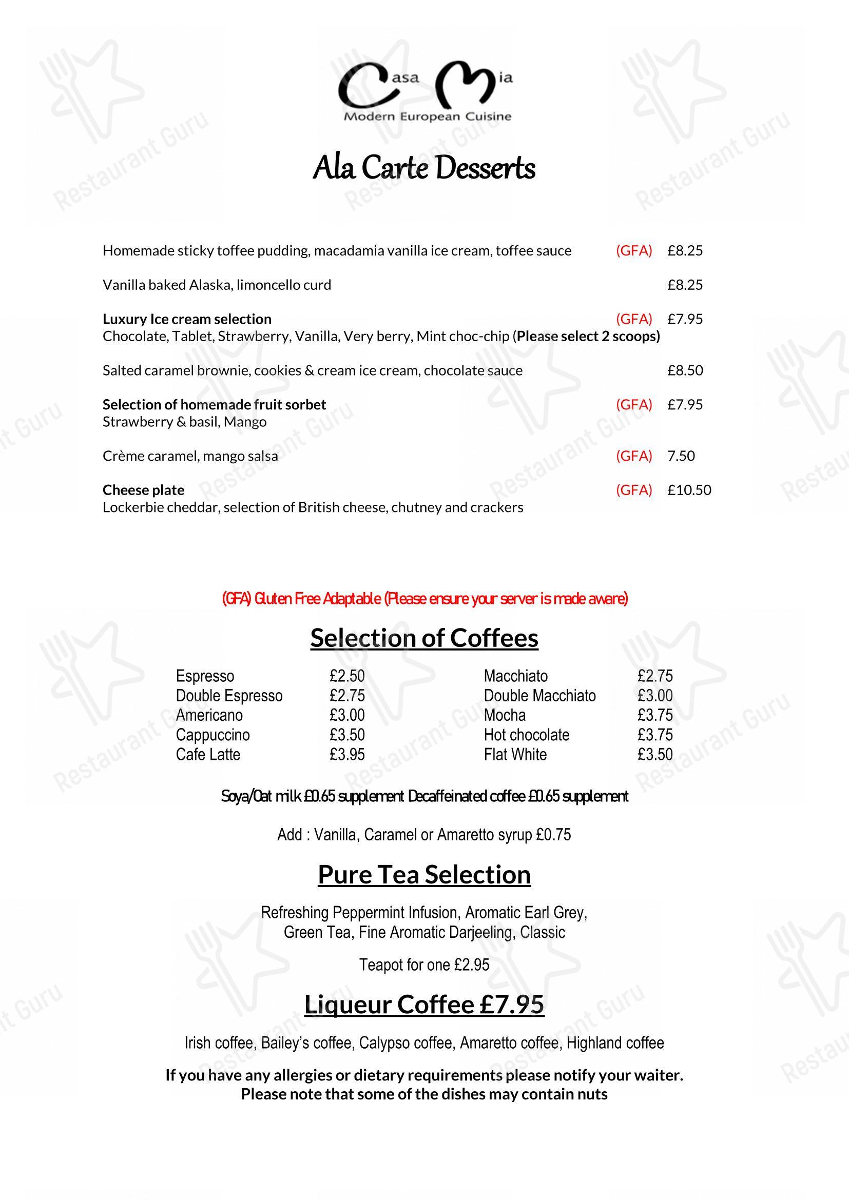 Casa mia dumfries christmas menu