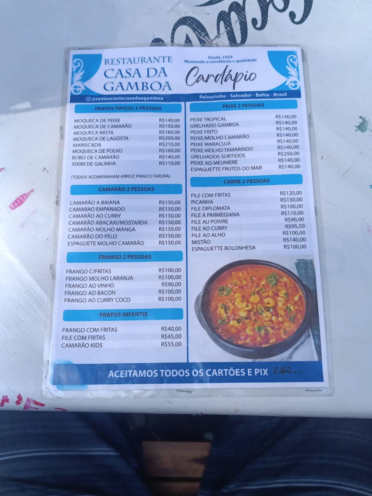 Casa da Gamboa cardápio