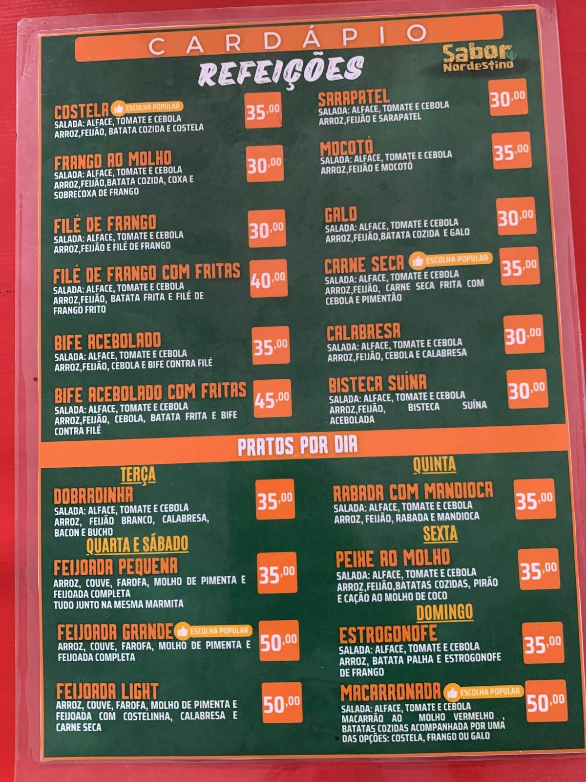 Casa do Norte: Sabor Nordestino cardápio