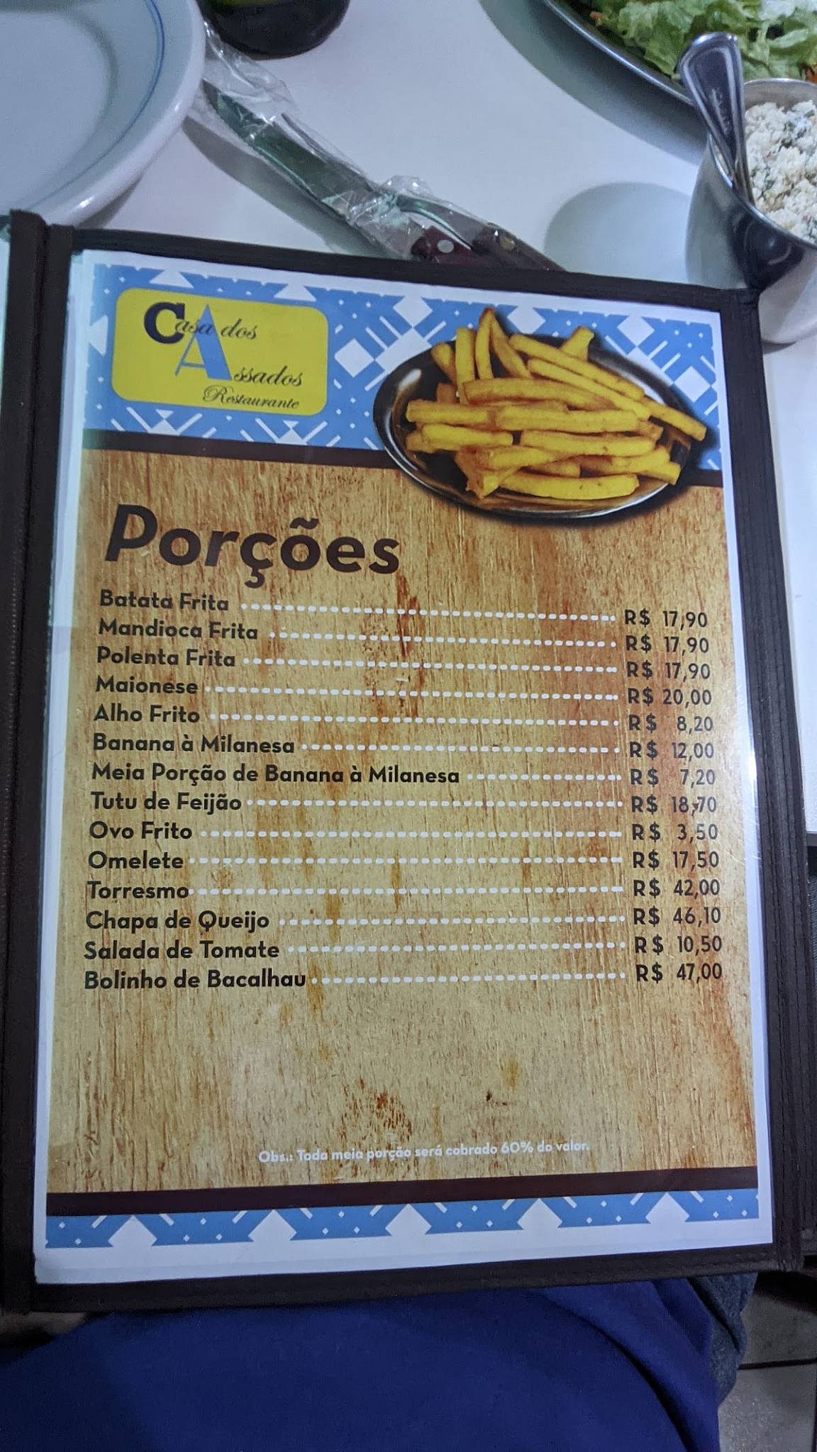 Casa dos Assados cardápio