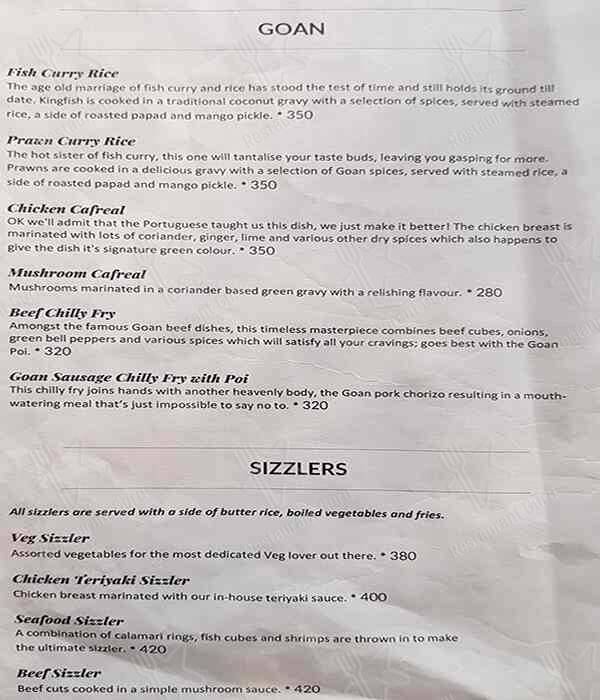 Cashew Tree menu