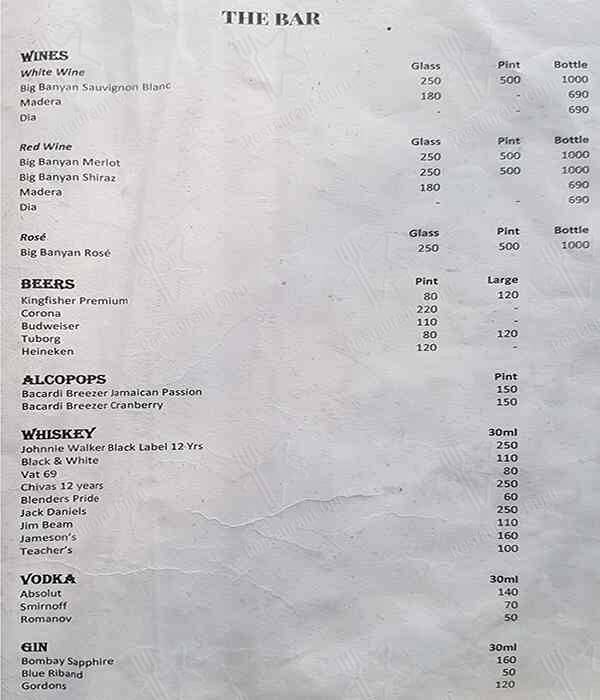 Cashew Tree menu