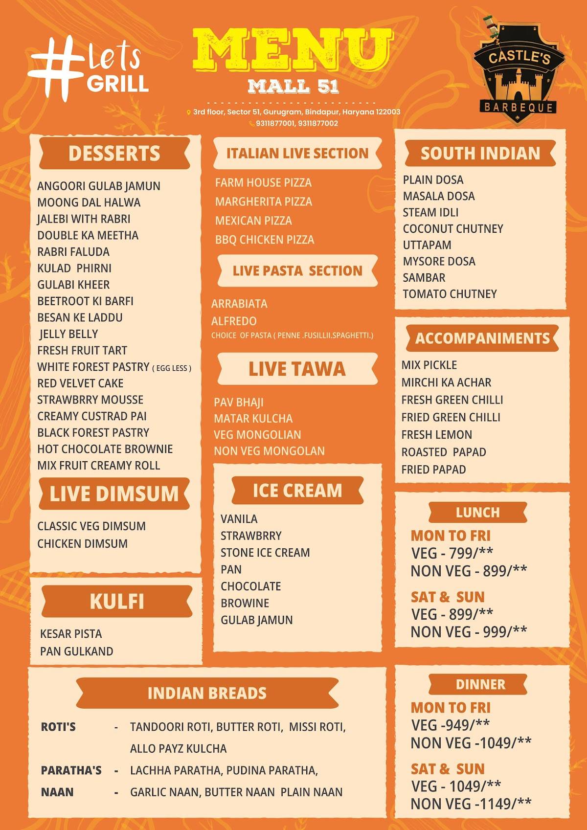 Castles Barbeque - Mall Fifty One menu