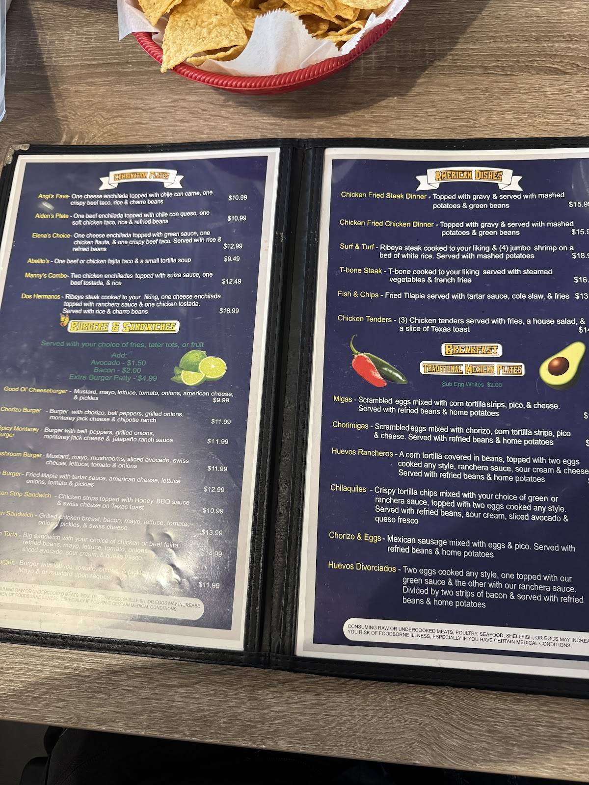 Menu at Dos Hermanos Cafe & Tex Mex, Cedar Park