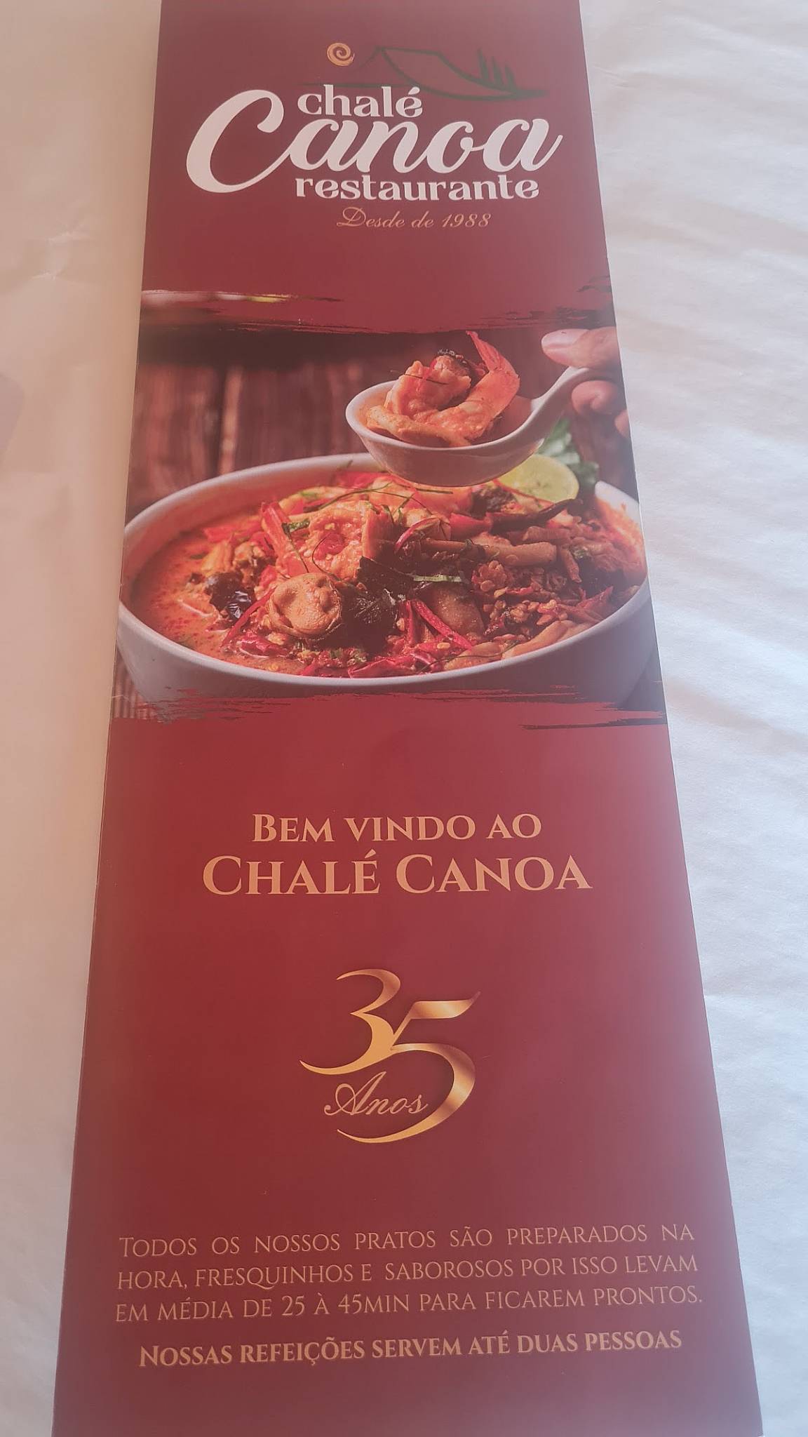 Chalé Canoa cardápio