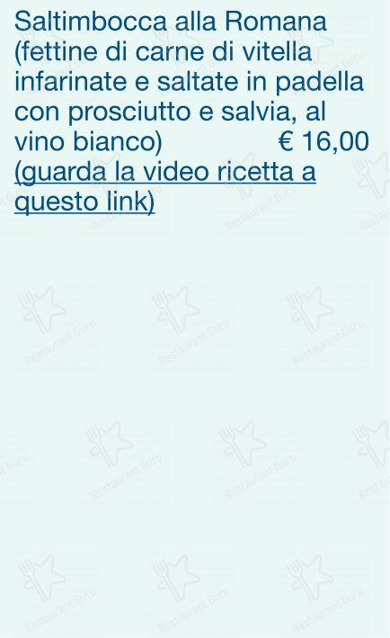 Checchino dal 1887 in Roma - Menu