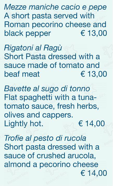 Checchino dal 1887 in Roma - Menu bar