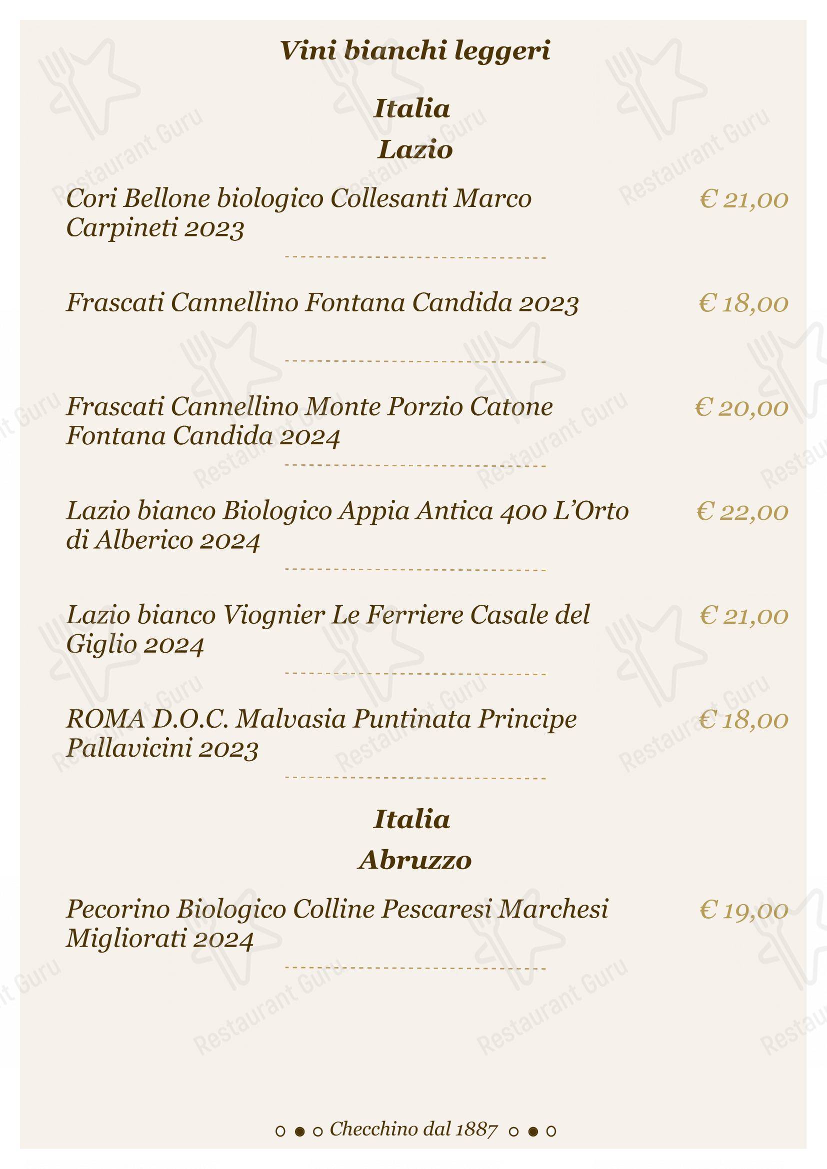 Checchino dal 1887 in Roma - Lunch Menu